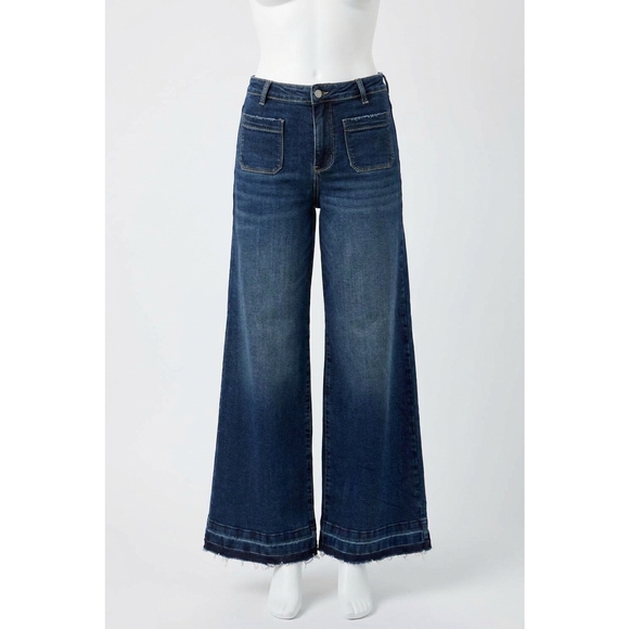 JUDY BLUE Denim - NEW JUDY BLUE high waist palazzo front patch pockets jeans in dark wash